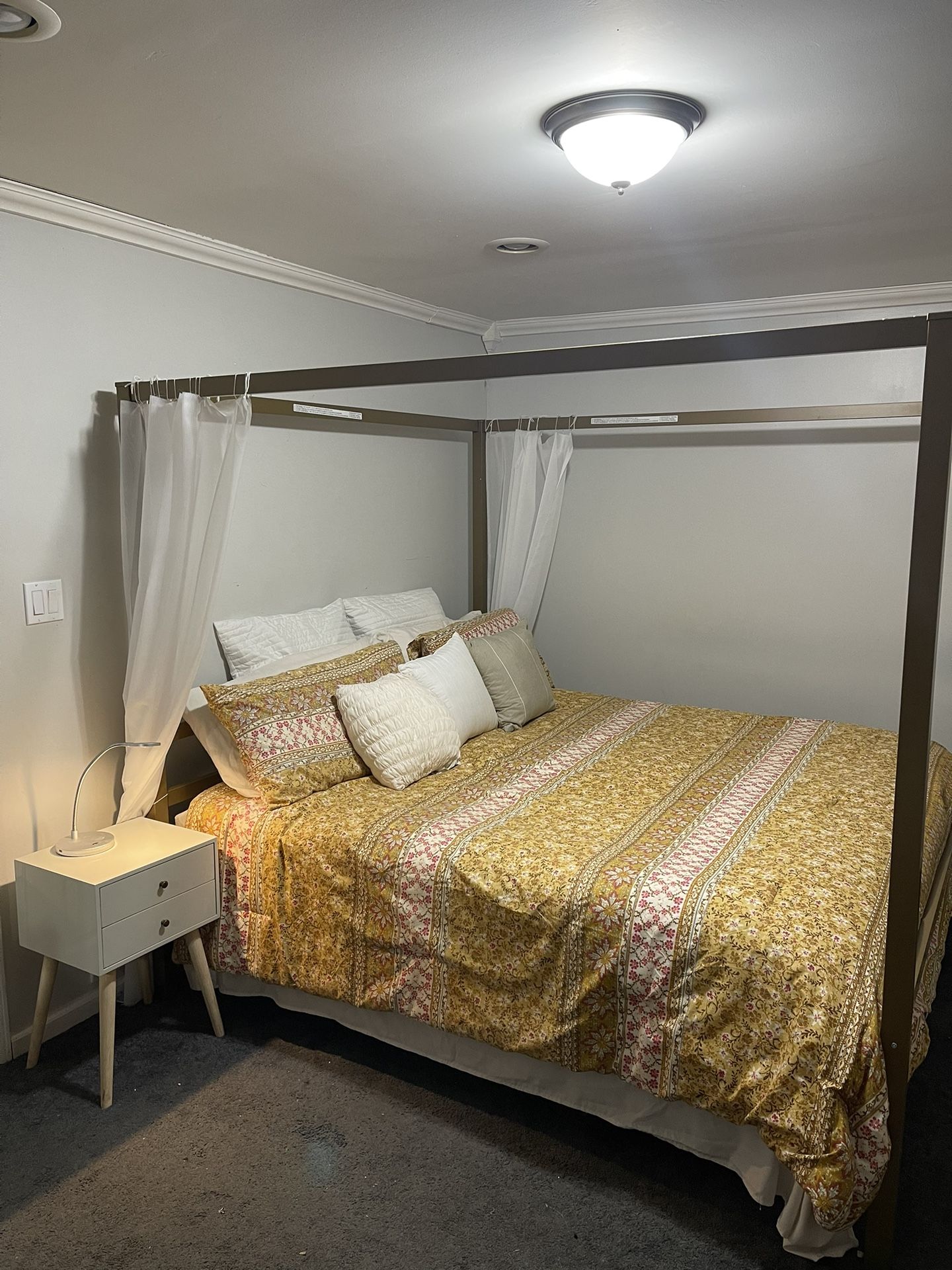 Gold Canopy Bed Frame/nightstand/mirror