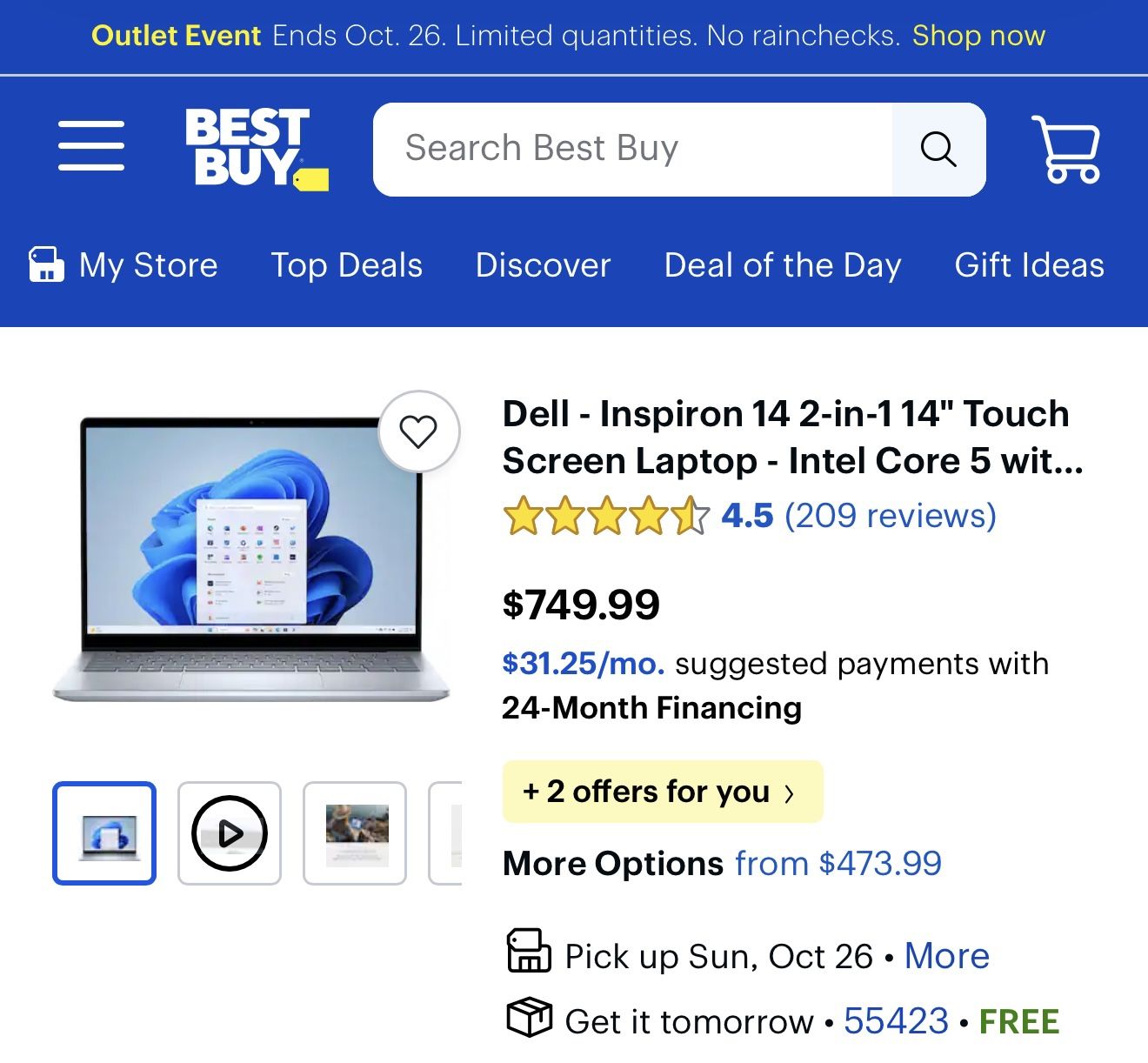 Dell touch Screen laptop