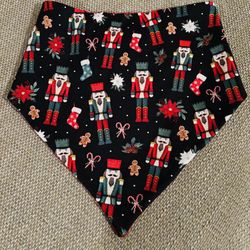 Christmas Dog Bandana is Reversable with a Red Flannel Sizes Large 