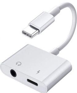 USB C to 3.5mm Headphone and Charger Adapter, Type C to Aux Jack Dongle Cable Cord with PD 60W Fast Charging Dongle for iPhone 17/17 Pro/17 Pro