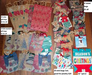 enormous lot of holiday Christmas gift bags (small, jewelry, wine, standard, square)