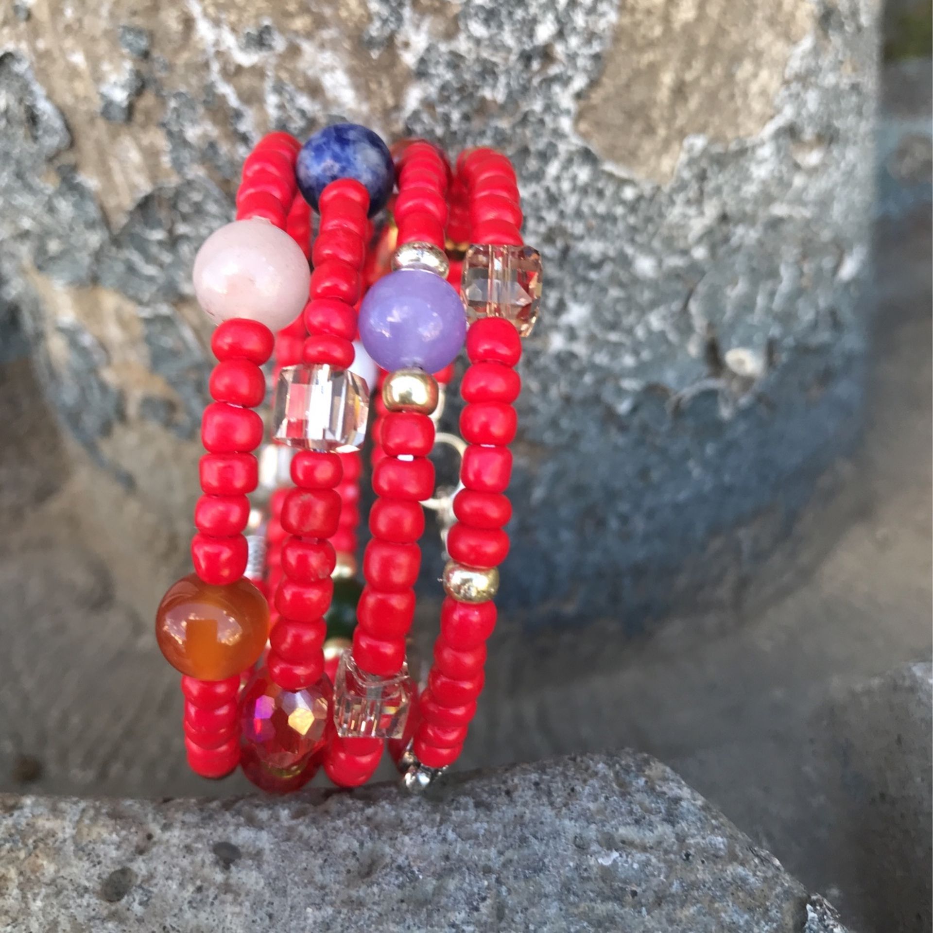 Mix Gemstone Wrap Bracelet Size Medium