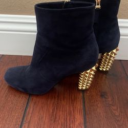 Fendi Navy Blue suede Stud Heal Ankle Boot