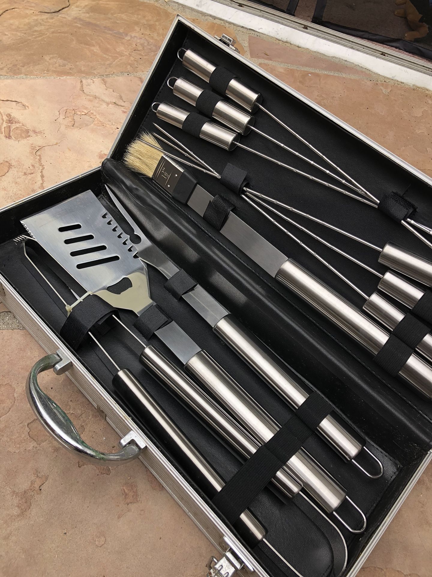 Fourth Of July New Backyard Patio BBQ Grill Utensils Set Tongs Grilling Steak Skewers Brush Spatula Fathers Day Gift Birthday Present 