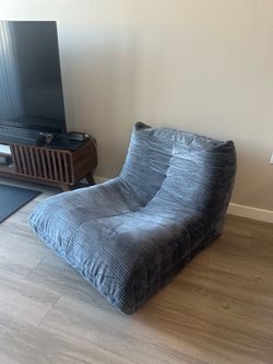 Gray Corduroy Floor Lounge Chair
