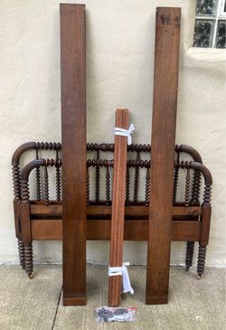 Jenny Lind Walnut Carved Spool Spindle Bed