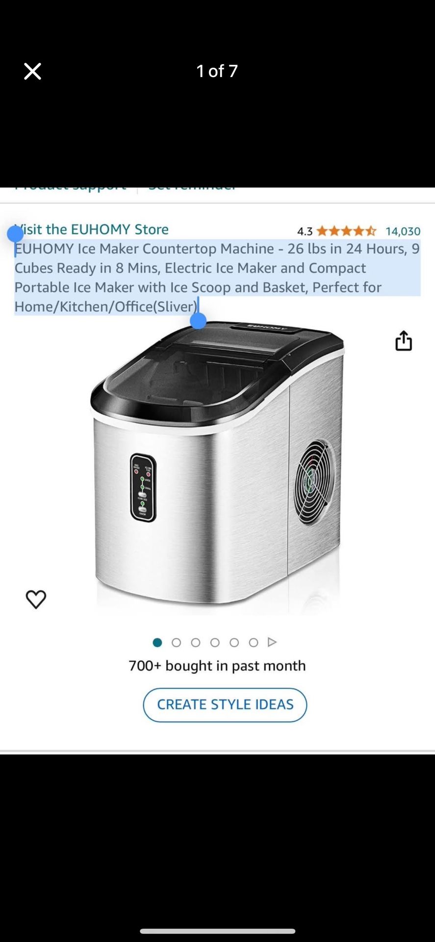 EUHOMY Bullet Ice Maker Countertop Machine