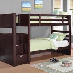 Brand New Twin Bunk Bed with Staircase Storage Drawers