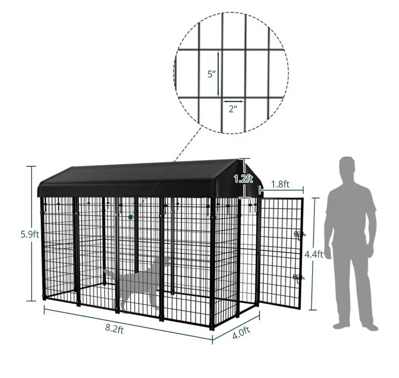 Large Dog Kennel with Roof