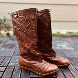 Sorel Firenzy II Women’s Tall Winter Boots Golden Brown Front Full-zip Size 6.5