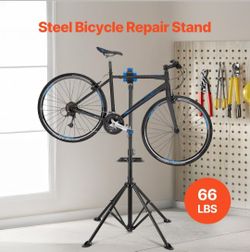 VEVOR Bike Repair Stand, 66 lb Heavy-duty Bicycle Work Stand with 32.8-56.6 in Adjustable Height & Magnetic Tool Tray, Foldable Bicycle Maintenance Ra