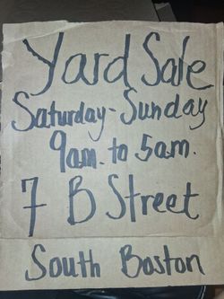 Yard Sale in South Boston, Ma