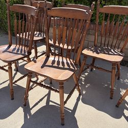 6 Vintage Wooden Dining Chairs