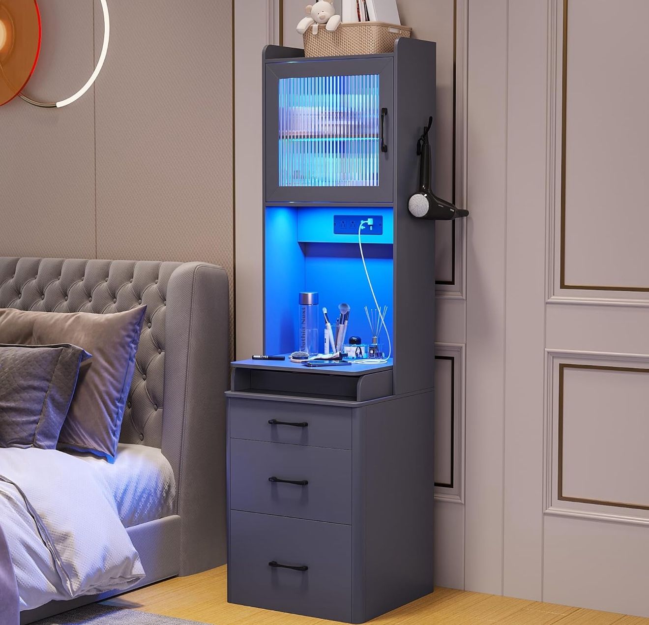 Small Vanity Desk With Built In Chair And Pop Up Mirror