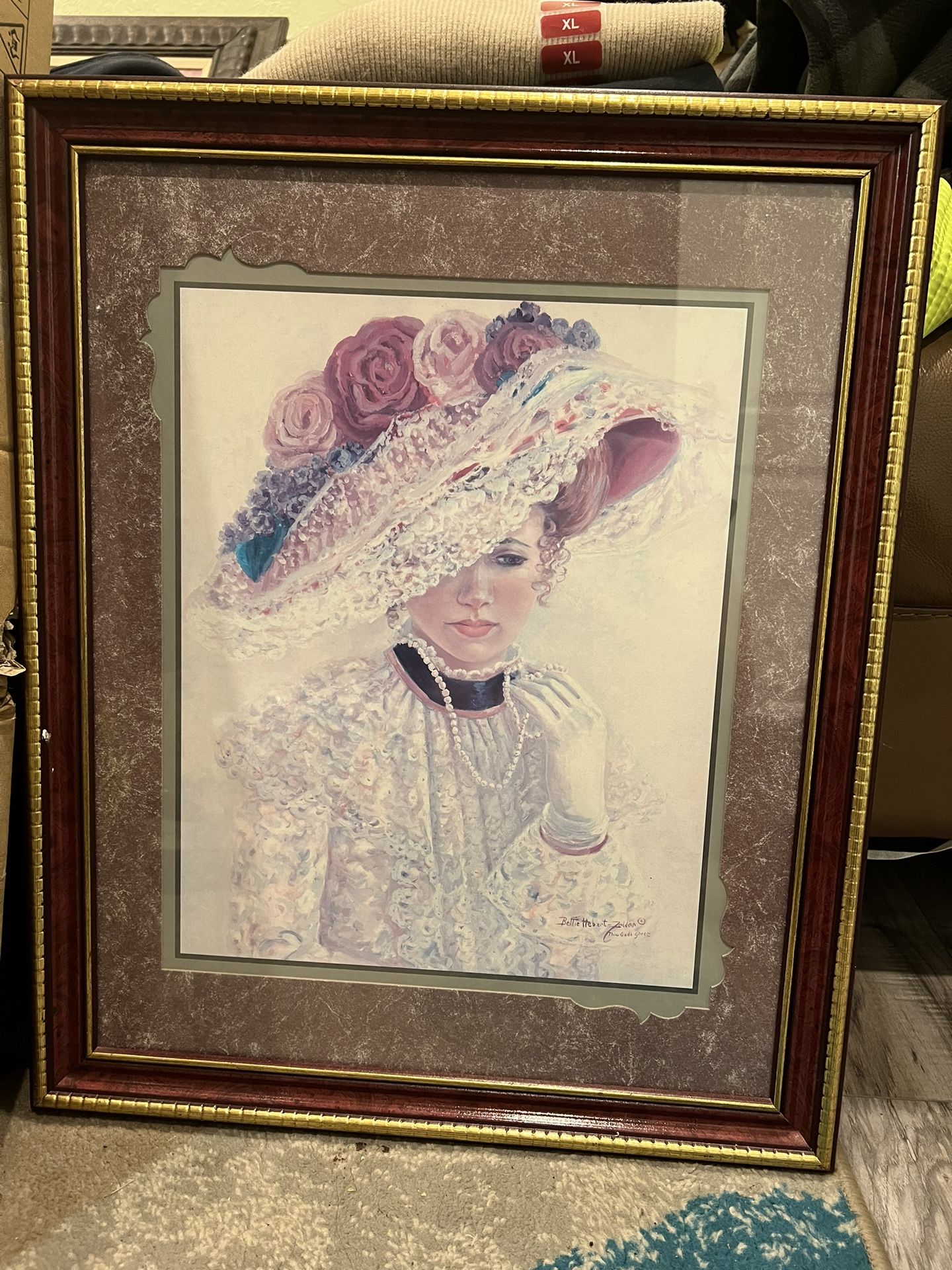 Vintage Framed Bettie Hebert Zelder Thru God's Grace Portrait 1949 Antique Art