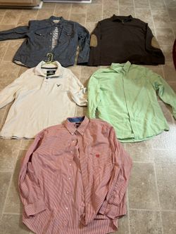 Five Mens XL Long Sleeve Shirts/Ralph Lauren Chaps, American Eagle/All Clean And Nice Quality 
