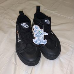 VANS Toddler Canvas Racer Mid Skeleton Black RARE Athletic Outdoors
