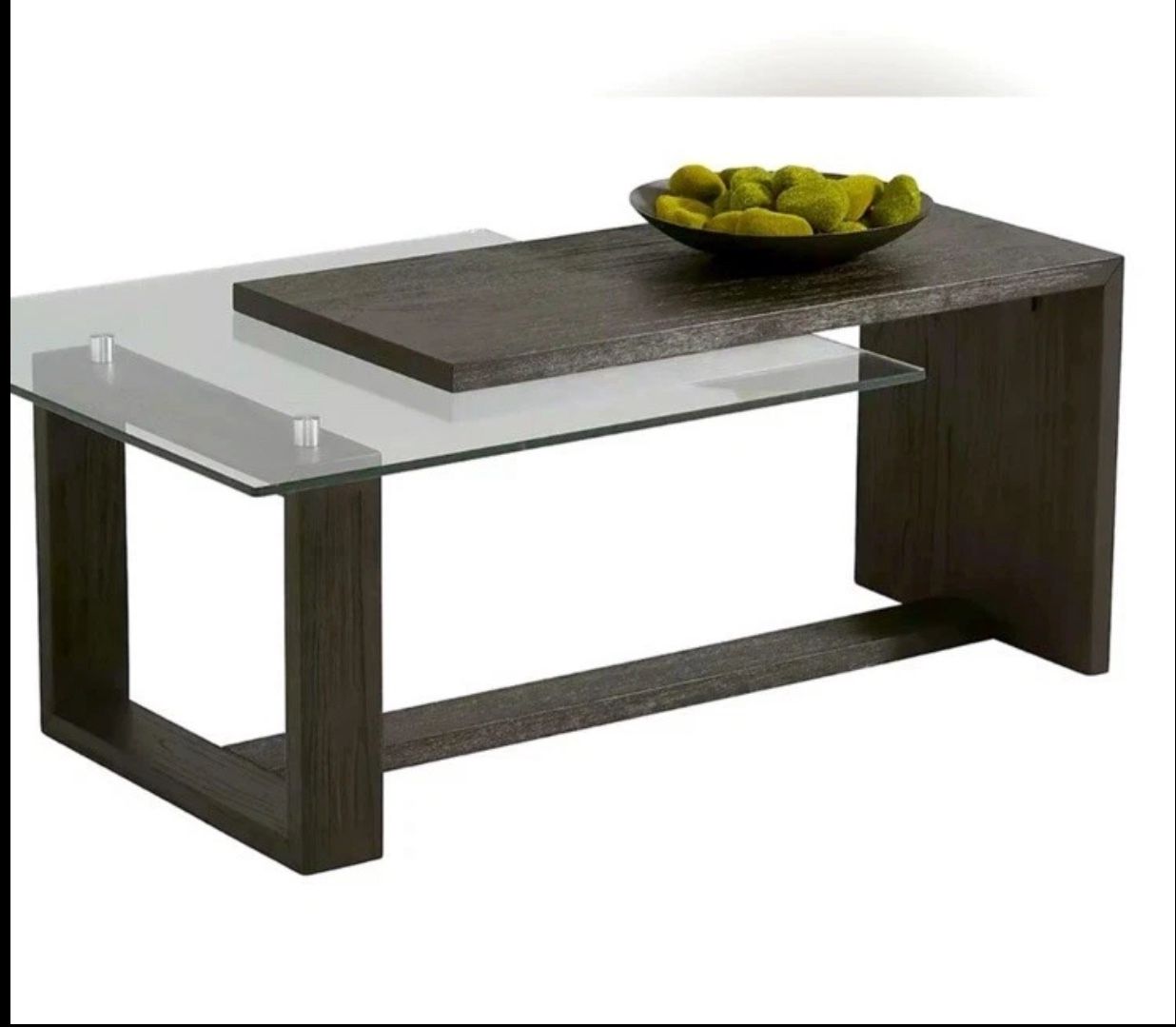 Cailee Aspen Style Dark Wood & Glass Top Cocktail/Coffee Modern Table