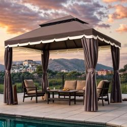 🔥Final Sale  🔥Outdoor Patio Gazebo 10'x13', Heavy Duty Party Tent brown  $99 