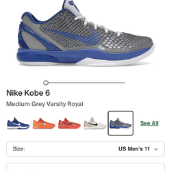Nike Zoom Kobe VI, size 11 US