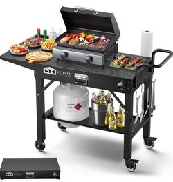 Griddle Grill Cart Foldable Outdoor Prep Table with Wheels Fits Blackstone 17/22"