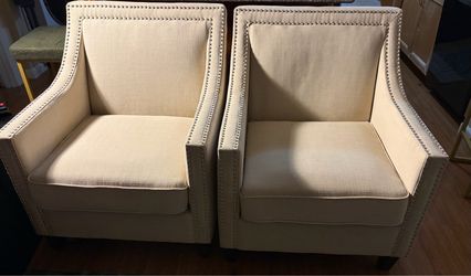 Pair of Off white Modern Armchairs