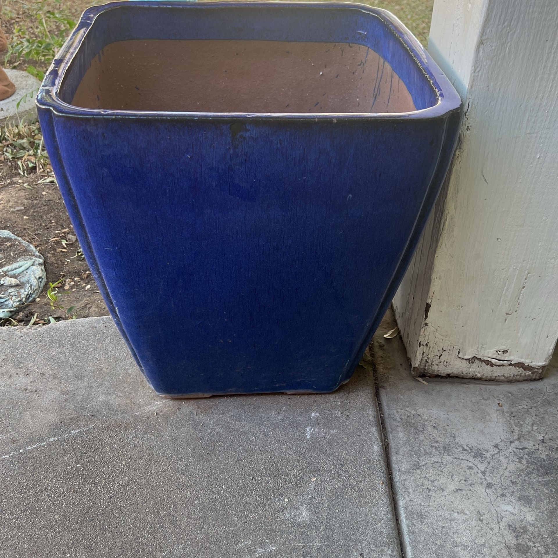 Tall blue ceramic pot