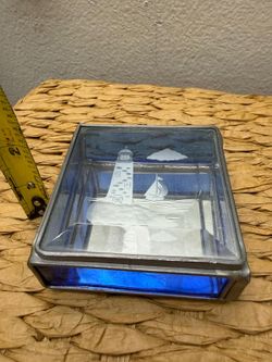 COFRE ANTIGUO DE CRISTAL AZUL