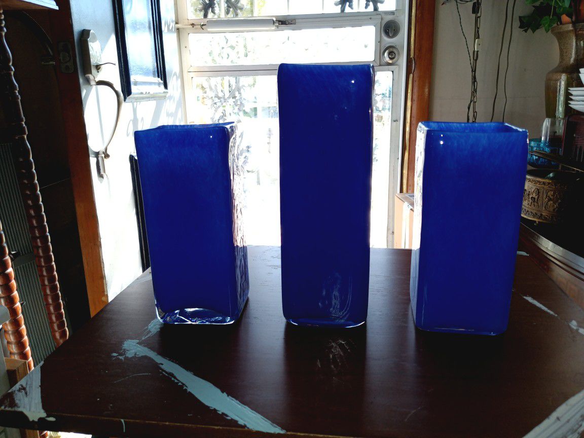 3 Piece Blue Glassware 