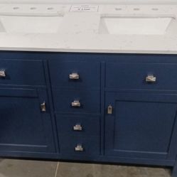 48” solid wood vanities double sink with quartz top