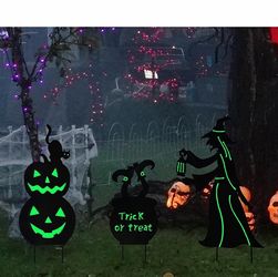 Set of Halloween witch yard signs
