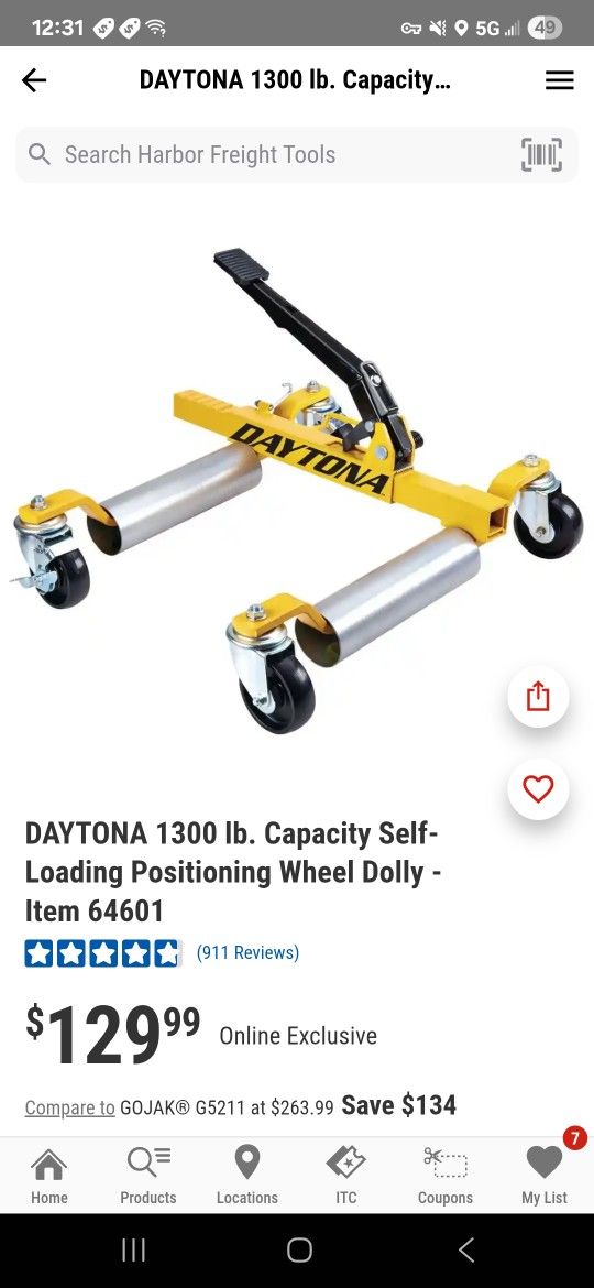 DAYTONA 1300 lb. Wheel Dolly (4)