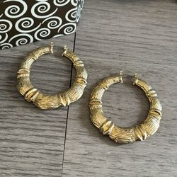 Textured Gold Tone Hoop Earrings
