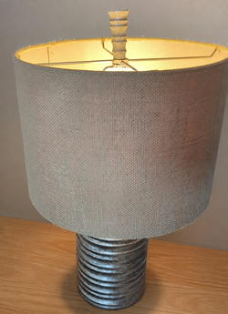 Silver Table Lamp with Tan Fabric Shade