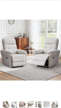 Set of 2 Power Recliner Chairs – Cream