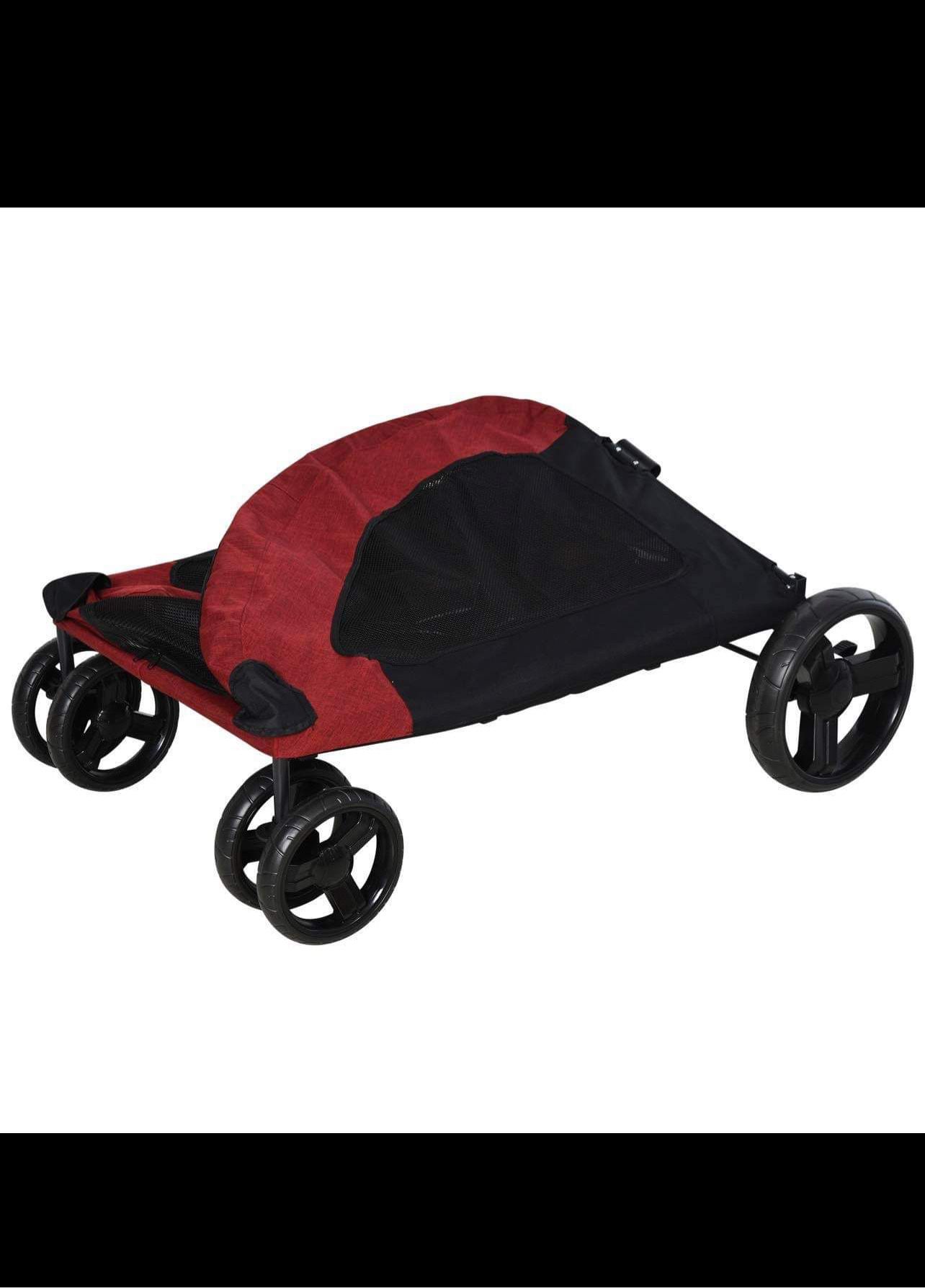 Foldable Dog Stroller with Storage Pocket, Oxford Fabric for Medium Size Dogs - Red
