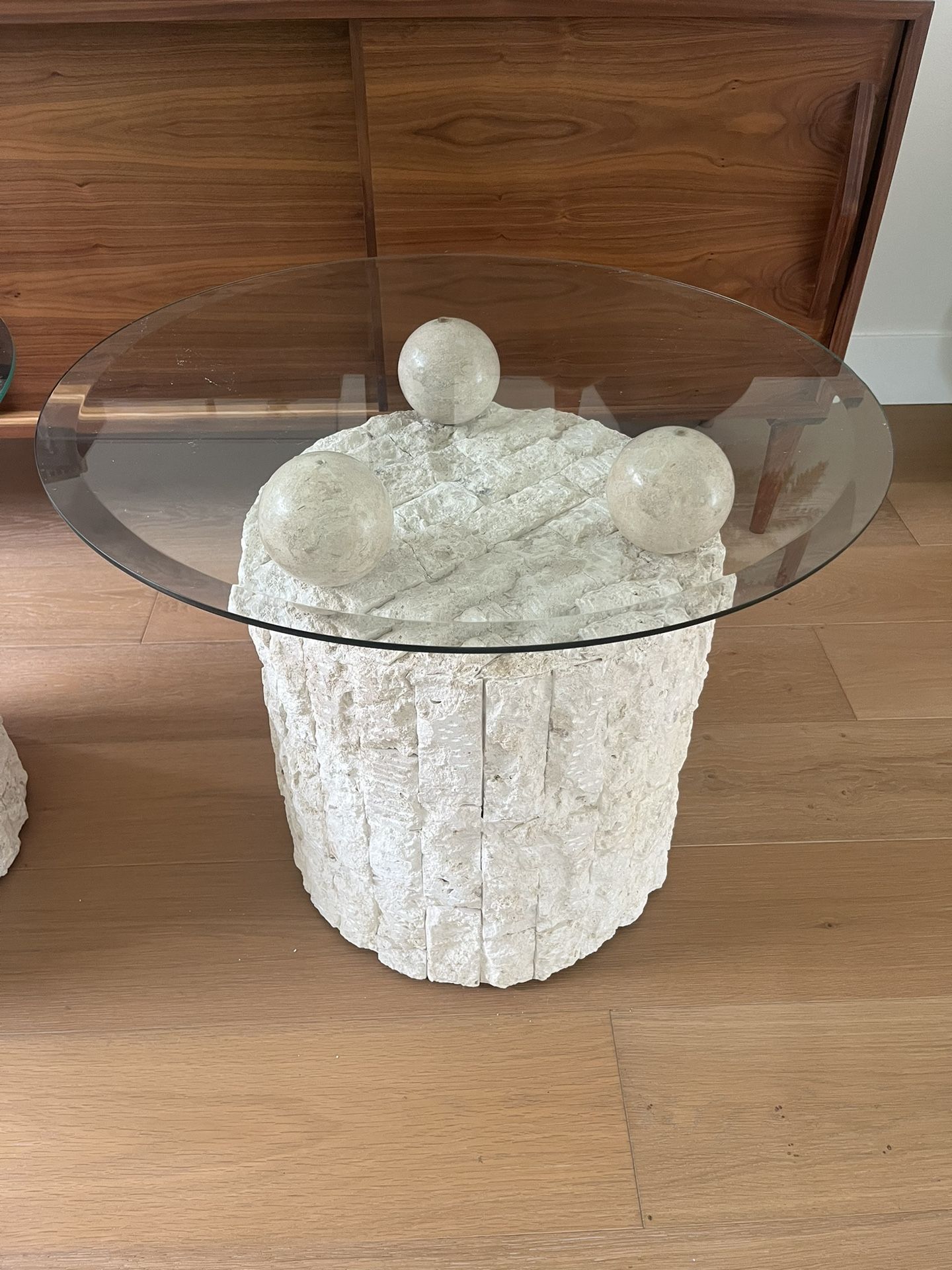 Vintage Stone and Glass Side Tables / Nightstands