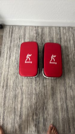 Red boxing practice pads