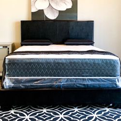 $299 Brand New Queen Size Black Bed Frame With New Mattress Set/Fast Delivery