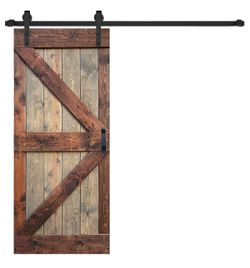 K Style Solid Wood Sliding Barn Door With Hardware Kit