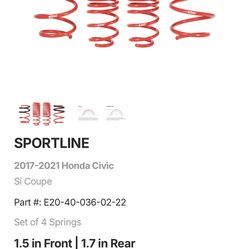 Eibach Springs For 2017-2021 Honda Si