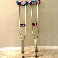 Slightly Used Crutches With Tye Dye Covers 