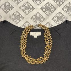 Gold Pearl and Crystal Choker Necklace