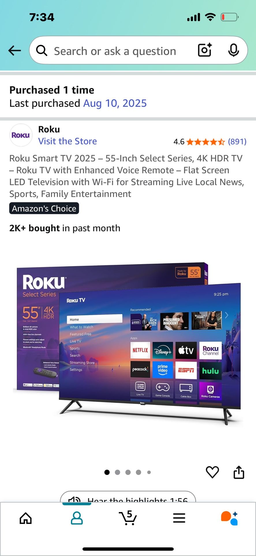 55 Inch Roku Smart tv