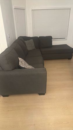 Dark Gray Fabric Sectional Sofa with Chaise