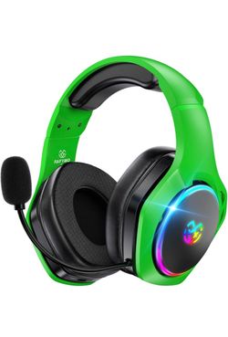 Wireless Gaming Headset for PC, 40H Battery 7.1 Surround, USB-C Compatible with PS5/PS4/Switch/Mac/Mobile. 360° adjustable noise-canceling mic. Low la