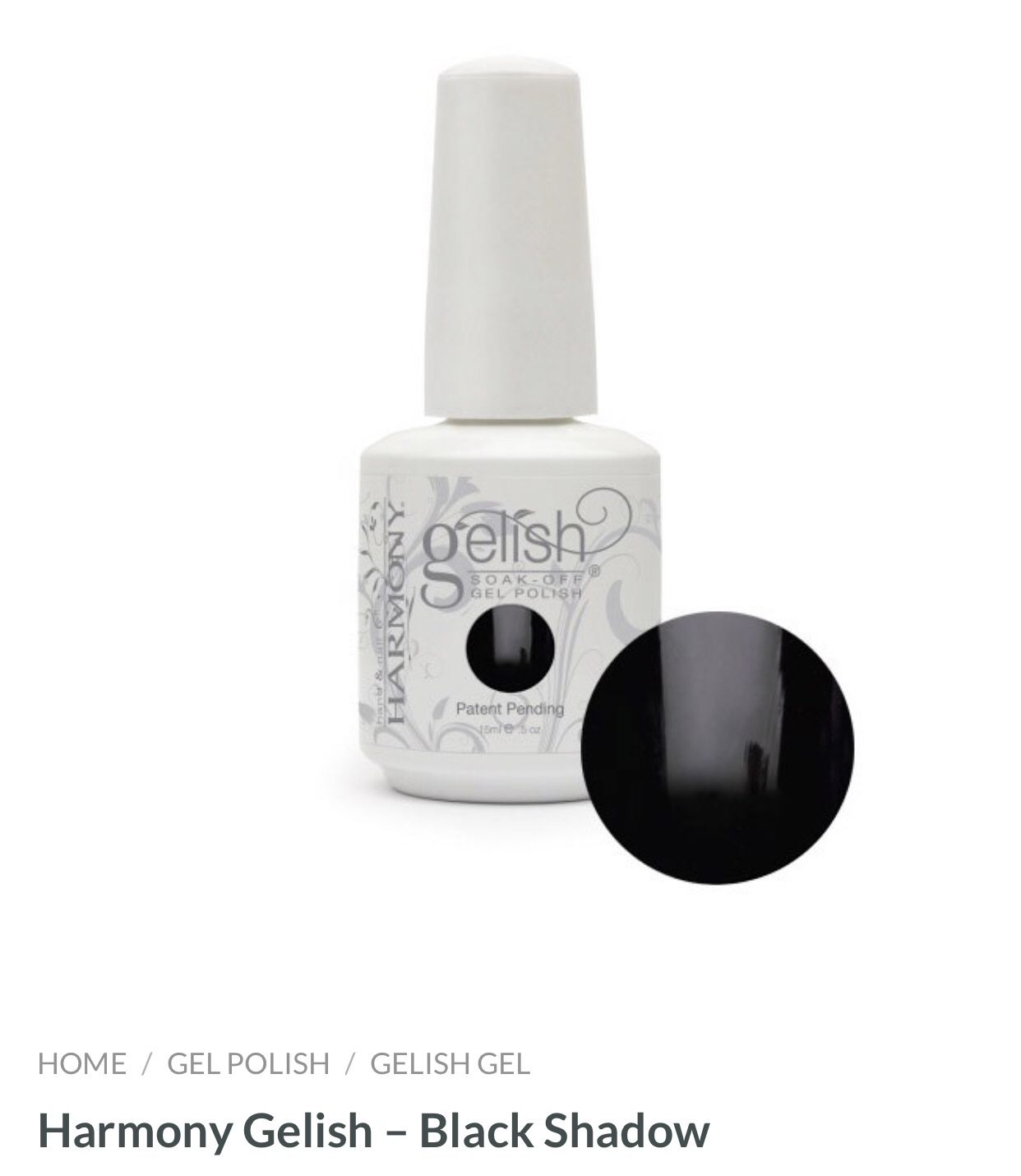 Harmony Gelish Gel Nail Polish - Black Shadow 15ml