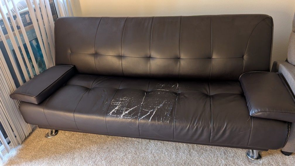 Faux Leather Sofa ( Black Color)