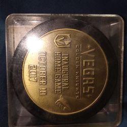 Bronze Las Vegas Golden Knight's Annugural Collector Puck With Game Ticket Deal