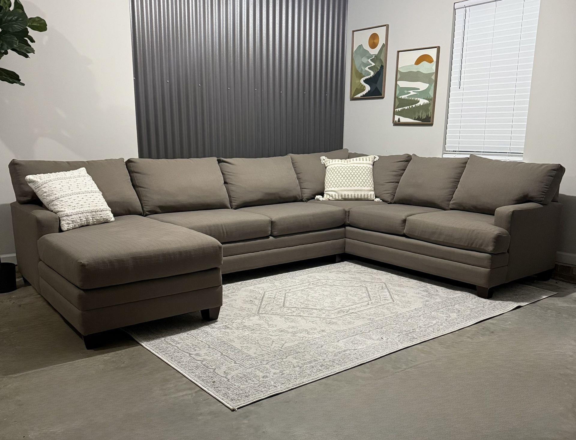 Gray-Brown Bassett 3pc Sectional Couch, Delivery Available